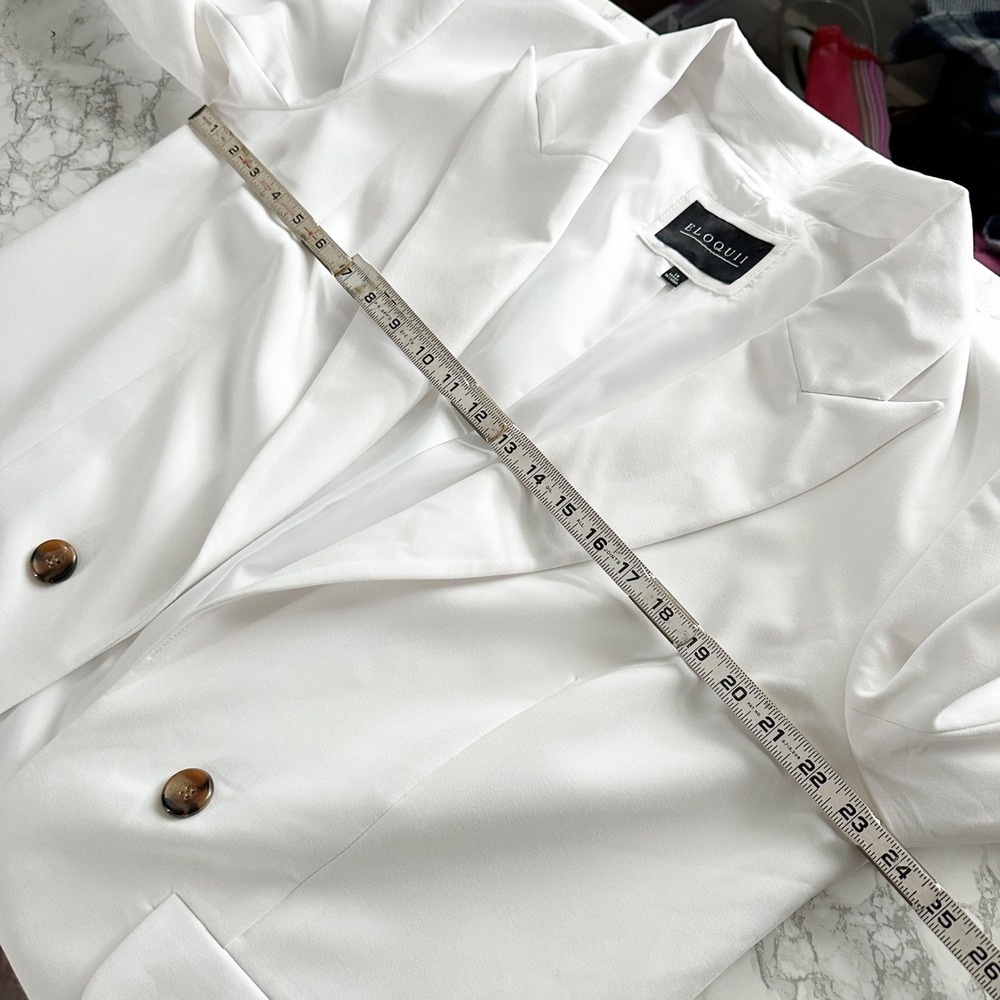 Eloquii Open Front Double Breast Button Oversized White Blazer Women's Size 14 - Picture 10 of 12